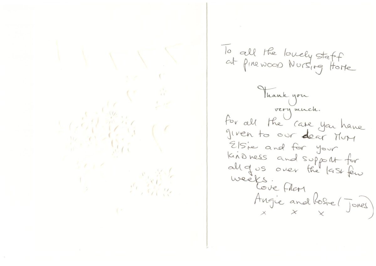 Pinewood residential nursing care home Devon testimonial