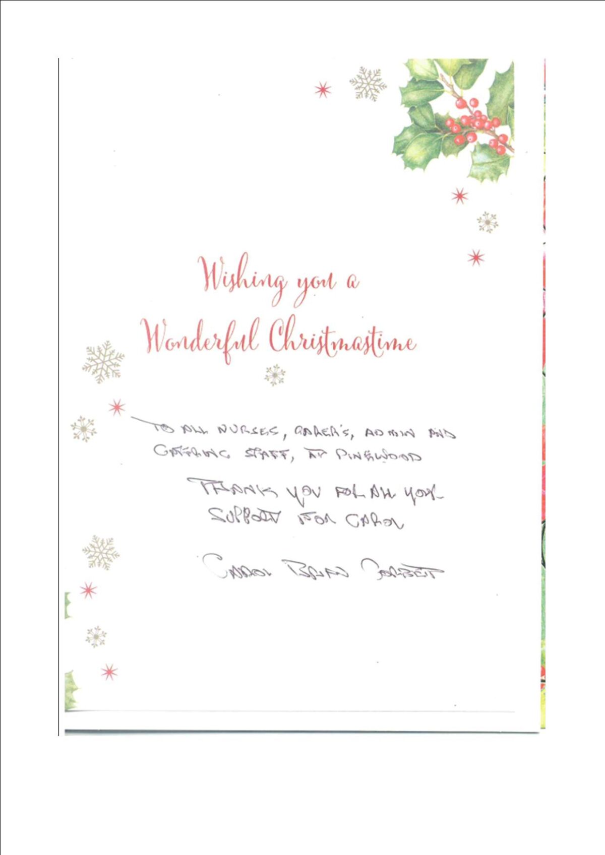 Pinewood residential nursing care home Devon testimonial