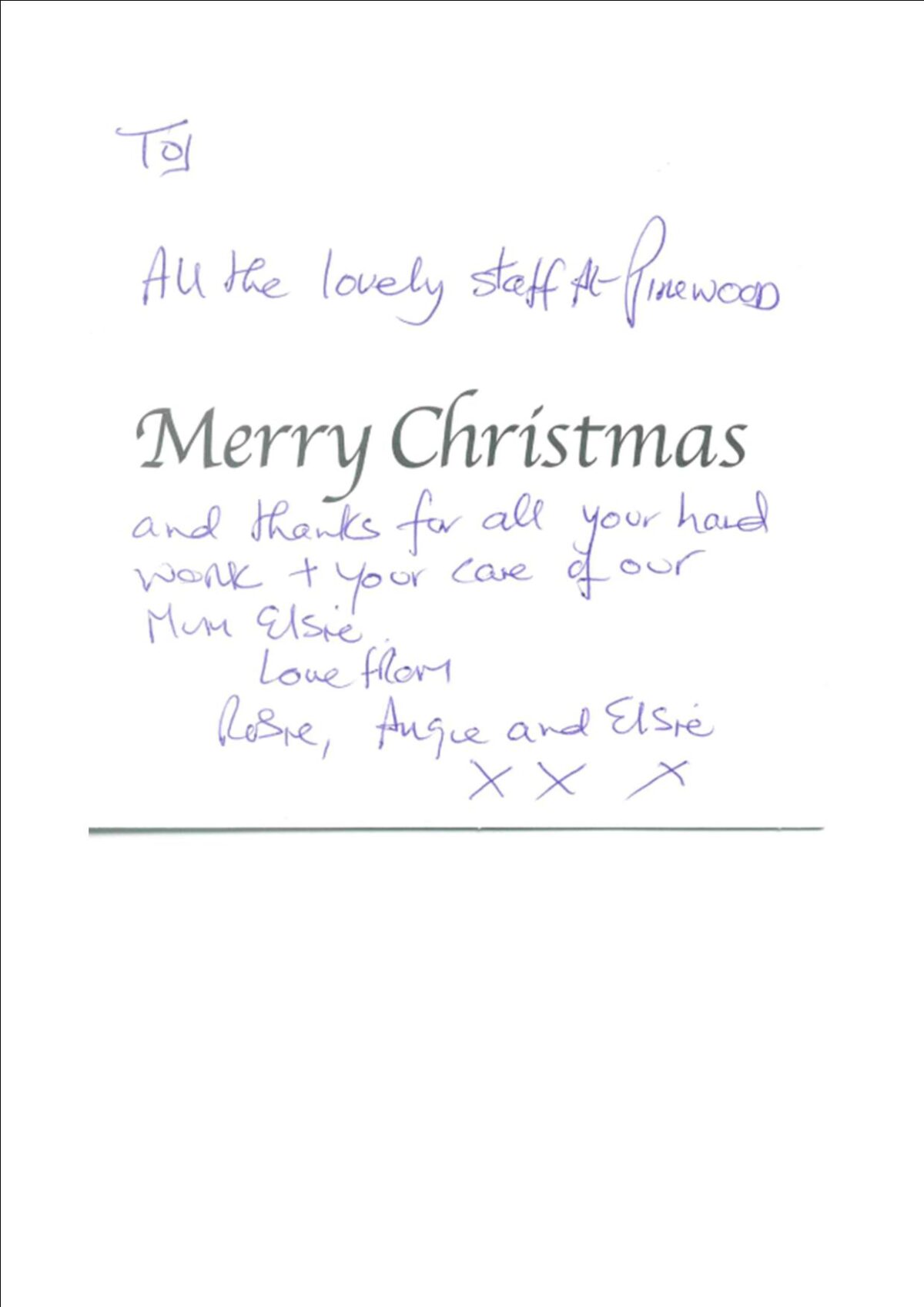 Pinewood residential nursing care home Devon testimonial